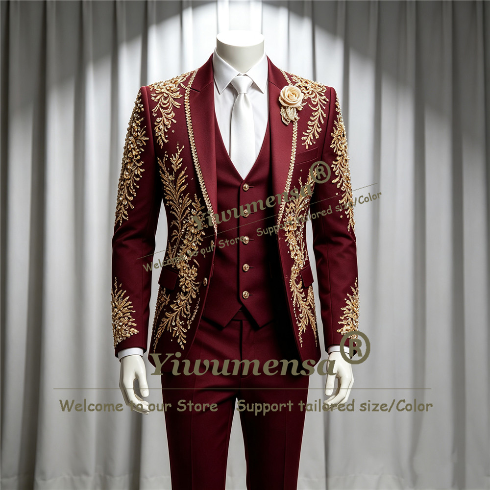 بدلة رجالية فاخرة مطرزة بالكري - مراجعة Men'S Grooming Room وسعره