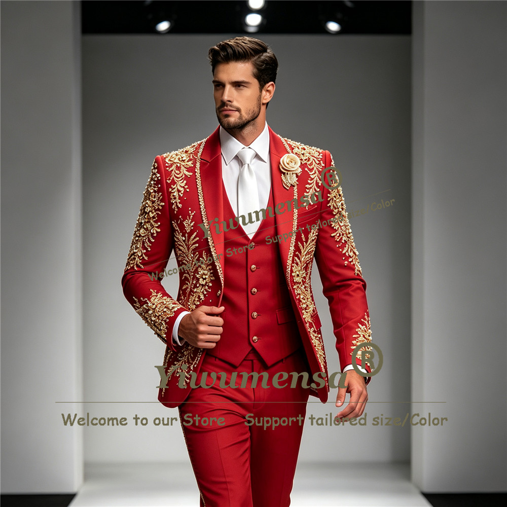 بدلة رجالية فاخرة مطرزة بالكري - مراجعة Men'S Grooming Room وسعره