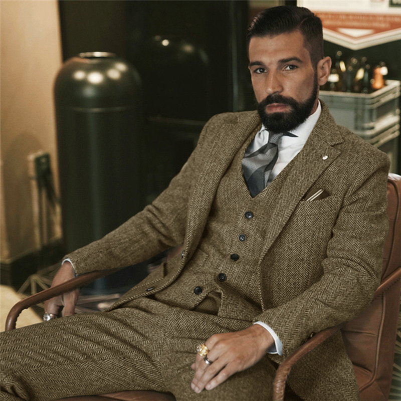 بدلة الشتاء الصوف الرمادي تويد - مراجعة Men'S Grooming Room وسعره