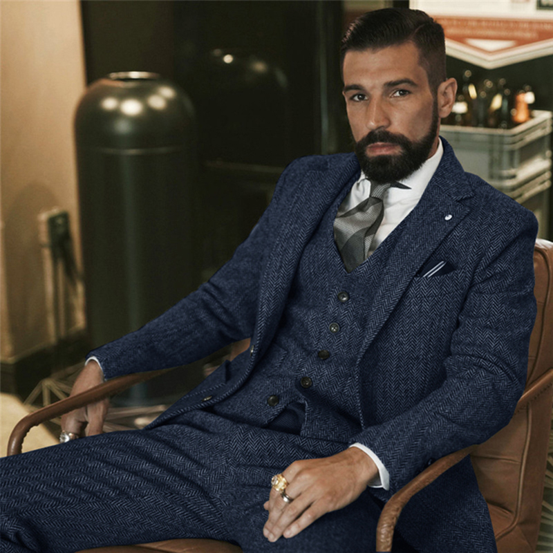 بدلة الشتاء الصوف الرمادي تويد - مراجعة Men'S Grooming Room وسعره